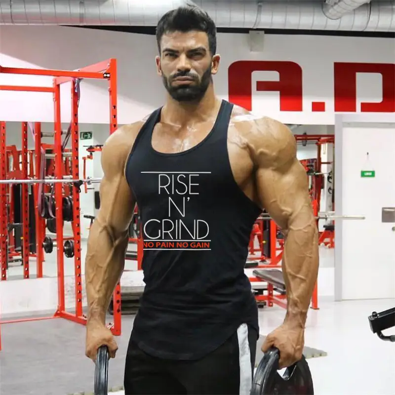Men's Olive Sleeveless Muscle Vest "Rise In Grind" - Image 8