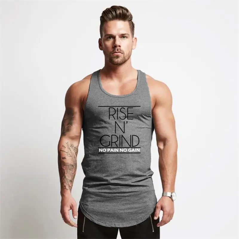 Men's Olive Sleeveless Muscle Vest "Rise In Grind" - Image 2