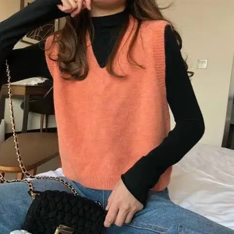 Women V-Neck Knitted Vest Blue Autumn 2025 - Image 10