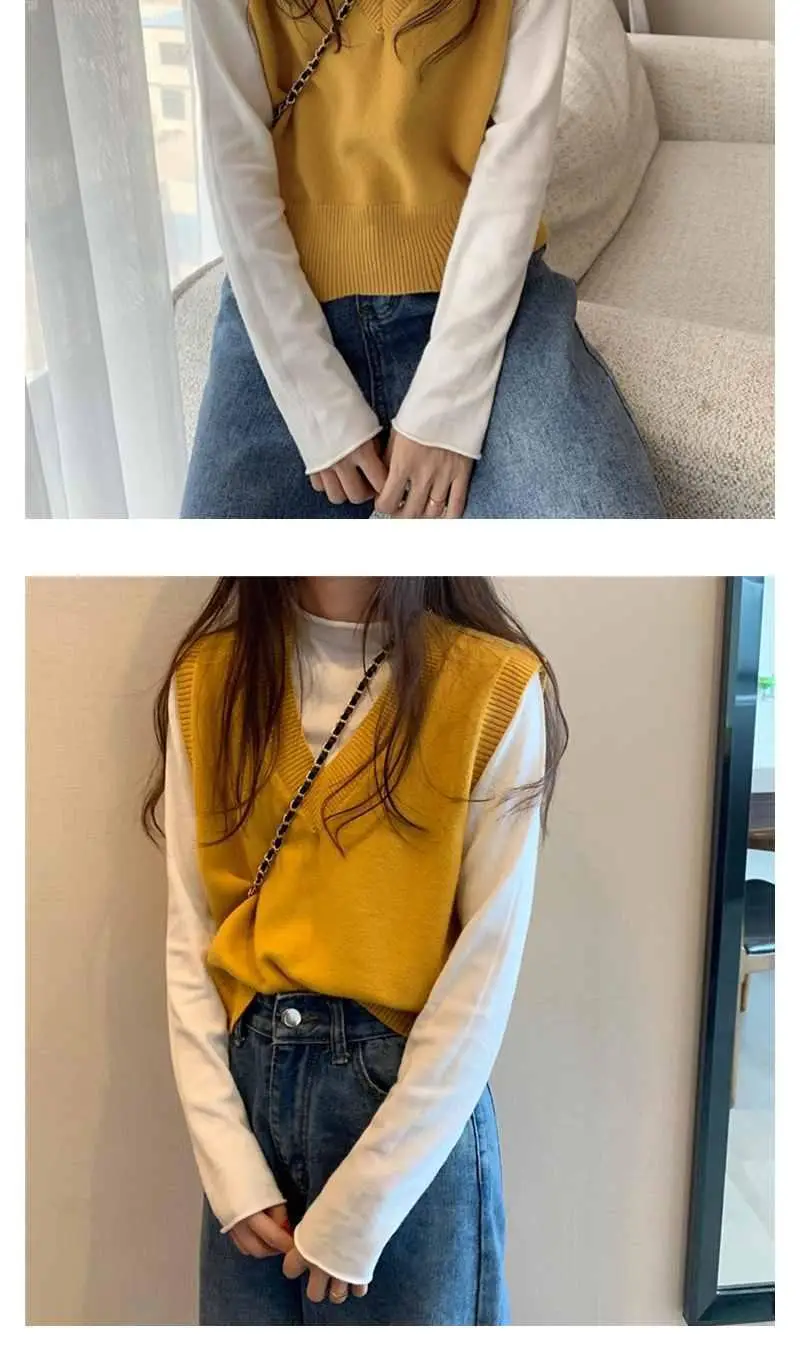 Women V-Neck Knitted Vest Blue Autumn 2025 — feature 10