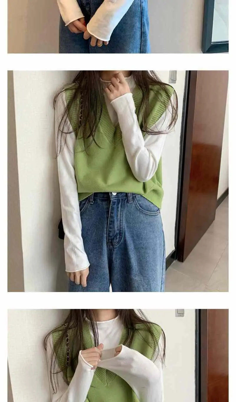 Women V-Neck Knitted Vest Blue Autumn 2025 — feature 12
