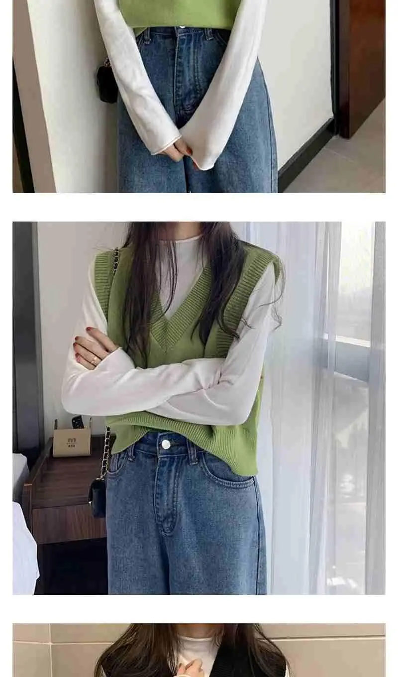 Women V-Neck Knitted Vest Blue Autumn 2025 — feature 16