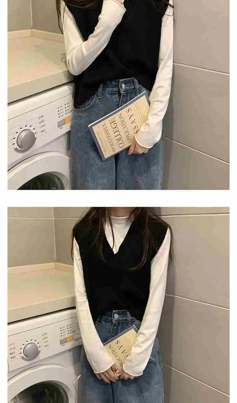 Women V-Neck Knitted Vest Blue Autumn 2025 — feature 17