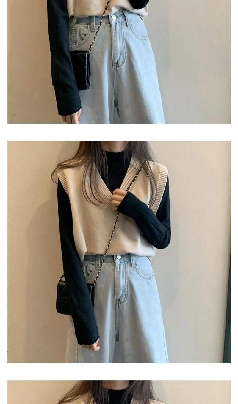 Women V-Neck Knitted Vest Blue Autumn 2025 — feature 3