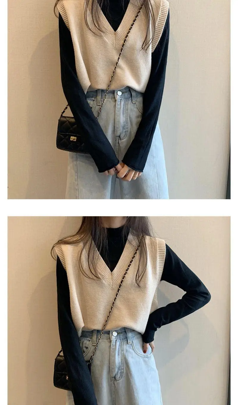 Women V-Neck Knitted Vest Blue Autumn 2025 — feature 4