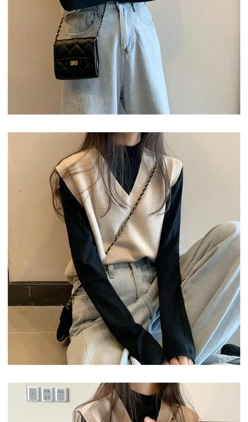 Women V-Neck Knitted Vest Blue Autumn 2025 — feature 6