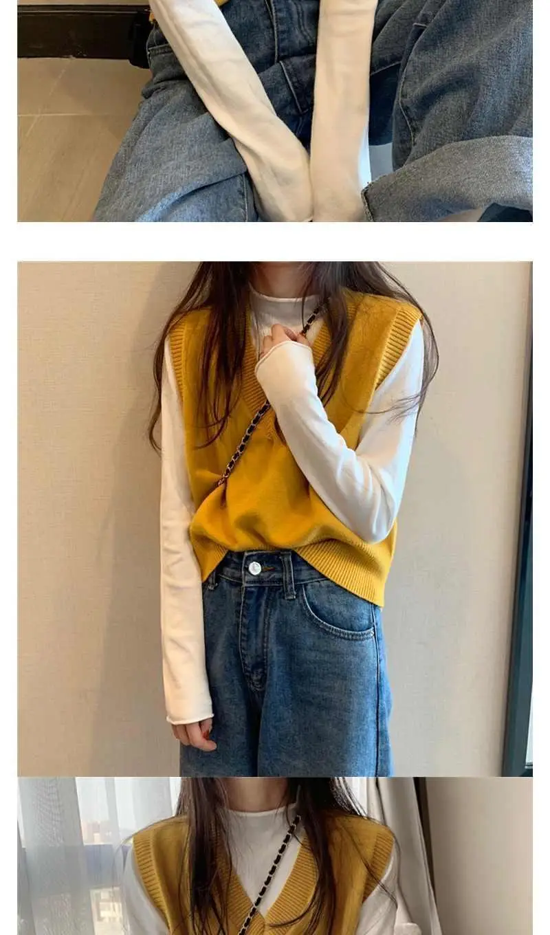 Women V-Neck Knitted Vest Blue Autumn 2025 — feature 9