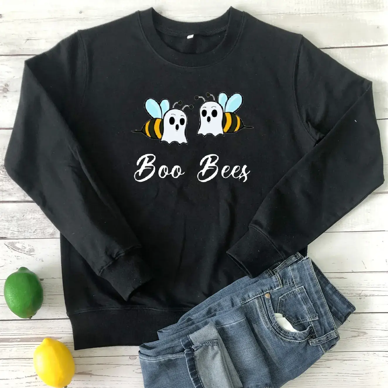 Boo Bees Halloween Green Cotton T-Shirt