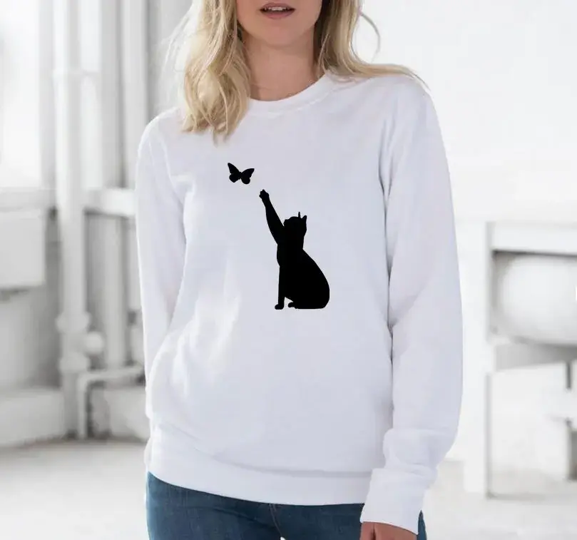 Green Cat Butterfly Crewneck Sweatshirt - Image 2