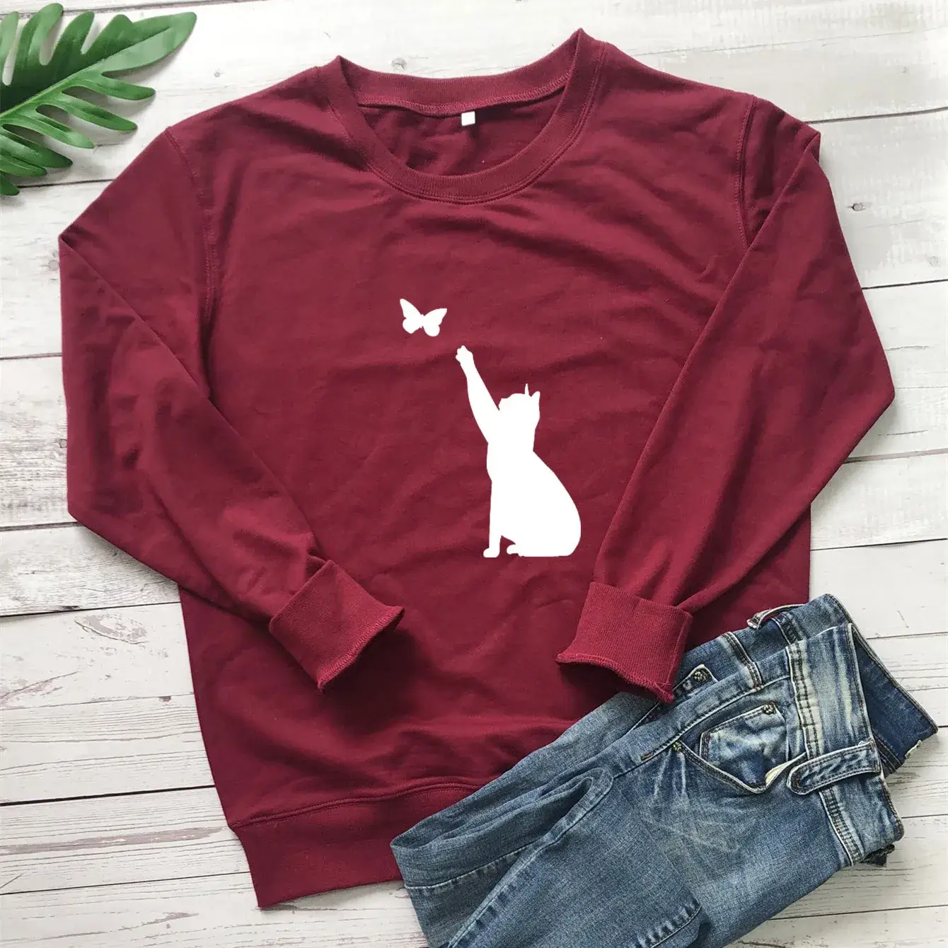 Green Cat Butterfly Crewneck Sweatshirt - Image 6