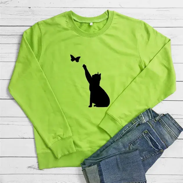 Green Cat Butterfly Crewneck Sweatshirt - Image 8