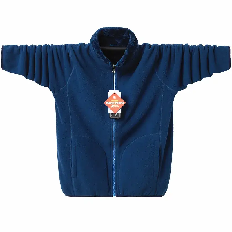 Men Double-Sided Zipper Sweater Blue Extra Large