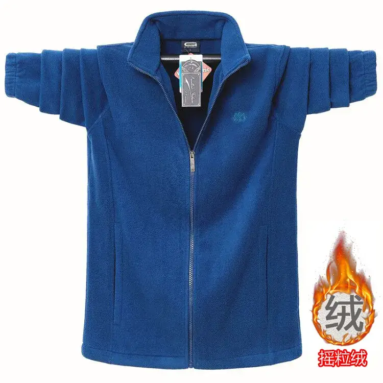 Men Double-Sided Zipper Sweater Blue Extra Large