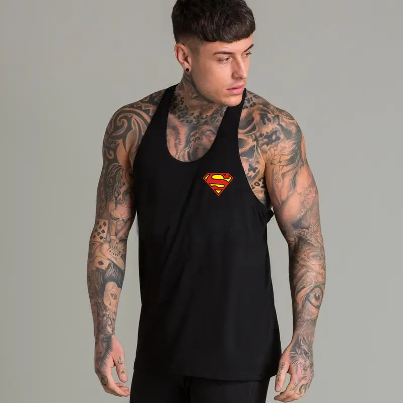 Men's Gray Superman Muscle Vest Summer Training Wear - Image 9