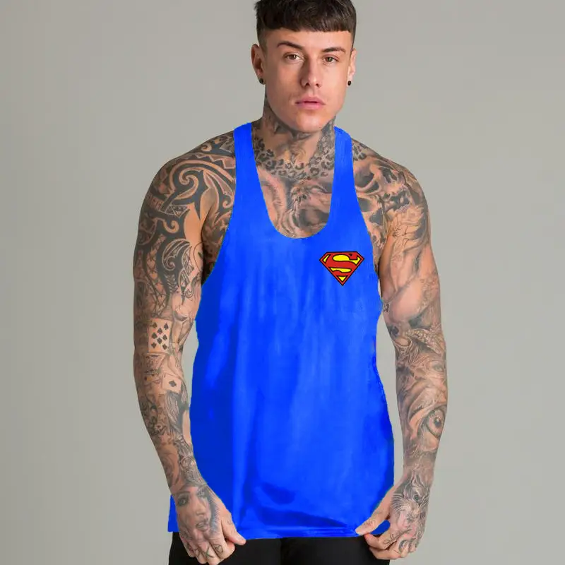 Men's Gray Superman Muscle Vest Summer Training Wear - Image 6