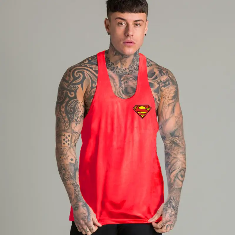 Men's Gray Superman Muscle Vest Summer Training Wear - Image 3