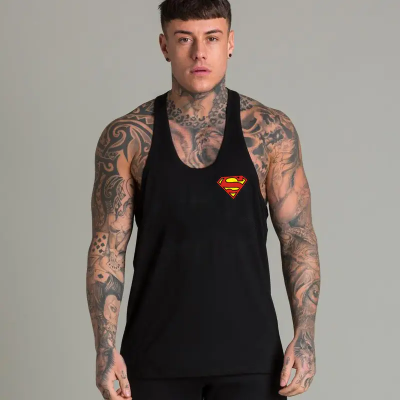 Men's Gray Superman Muscle Vest Summer Training Wear - Image 5