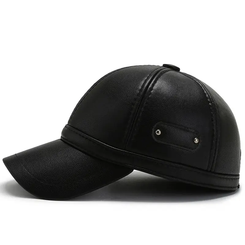 Winter PU Leather Ear Cap Cap for Men Women