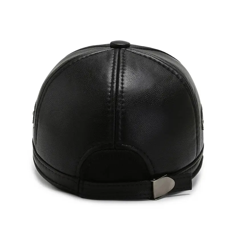 Winter PU Leather Ear Cap Cap for Men Women