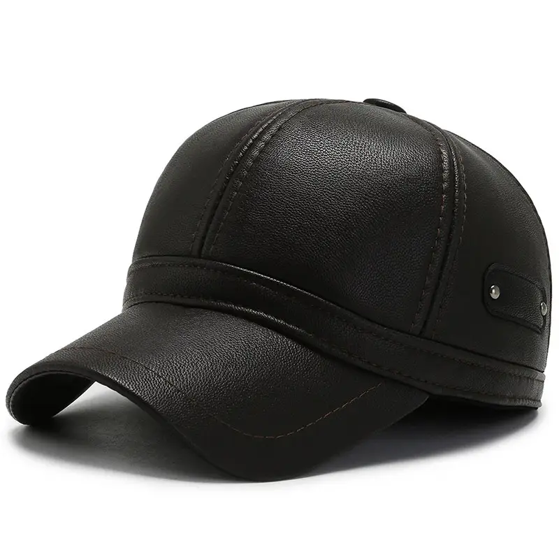 Winter PU Leather Ear Cap Cap for Men Women