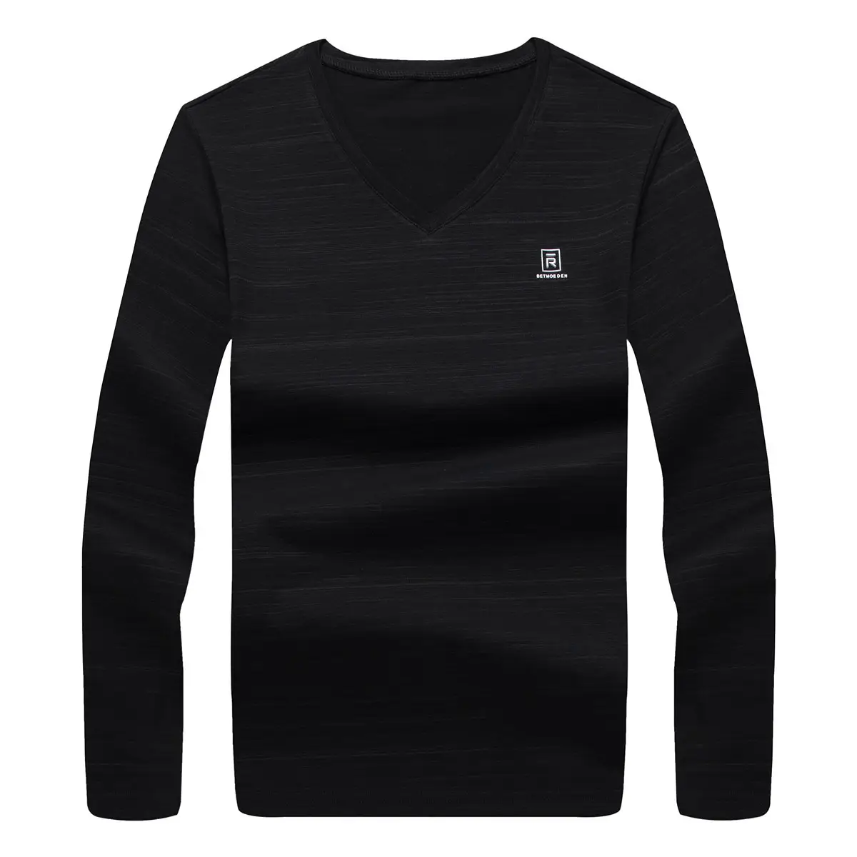 Men's 2020 V-Neck Long Sleeve White T-Shirt - Image 3
