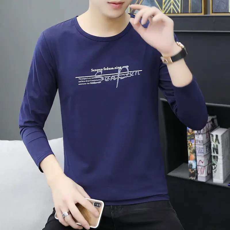 Men Long Sleeve White Graphic T-Shirt Large - Image 6
