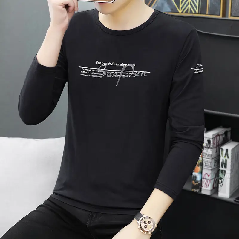 Men Long Sleeve White Graphic T-Shirt Large - Image 7