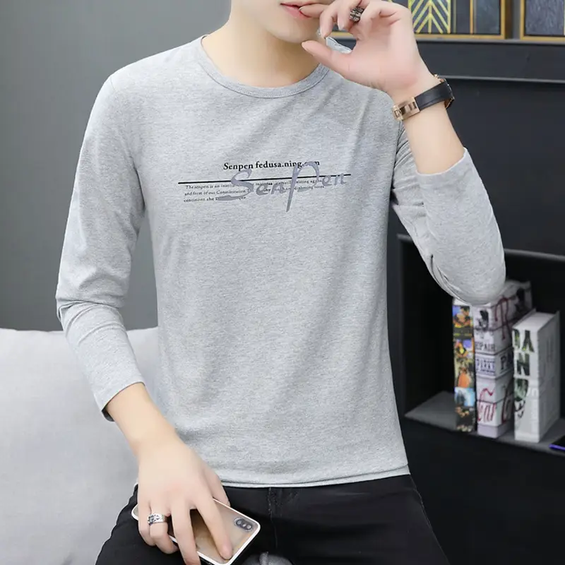 Men Long Sleeve White Graphic T-Shirt Large - Image 8