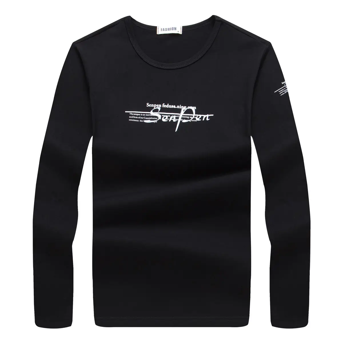 Men Long Sleeve White Graphic T-Shirt Large - Image 2