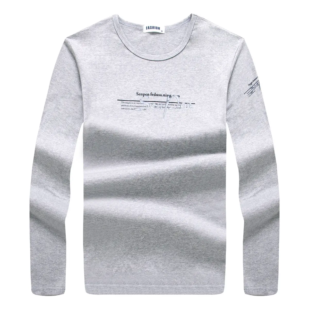 Men Long Sleeve White Graphic T-Shirt Large - Image 3