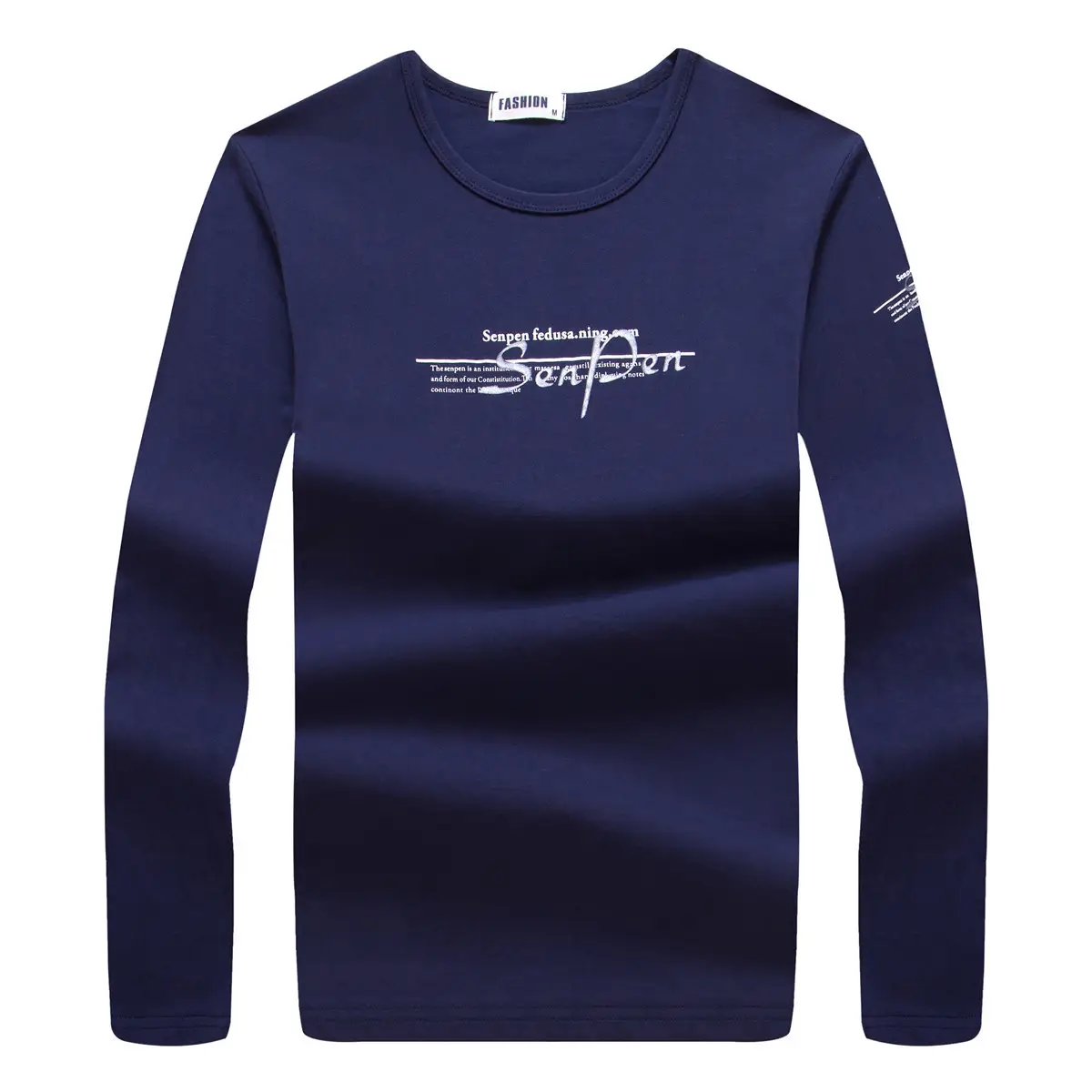 Men Long Sleeve White Graphic T-Shirt Large - Image 4