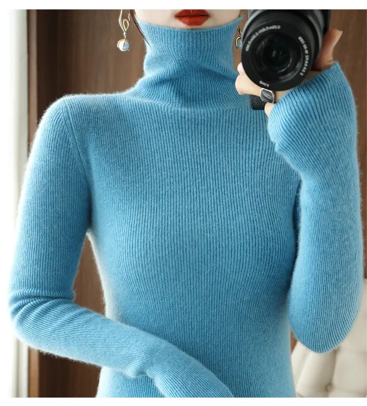 Green Knit Long Sleeve Women's Slim Top — feature 17