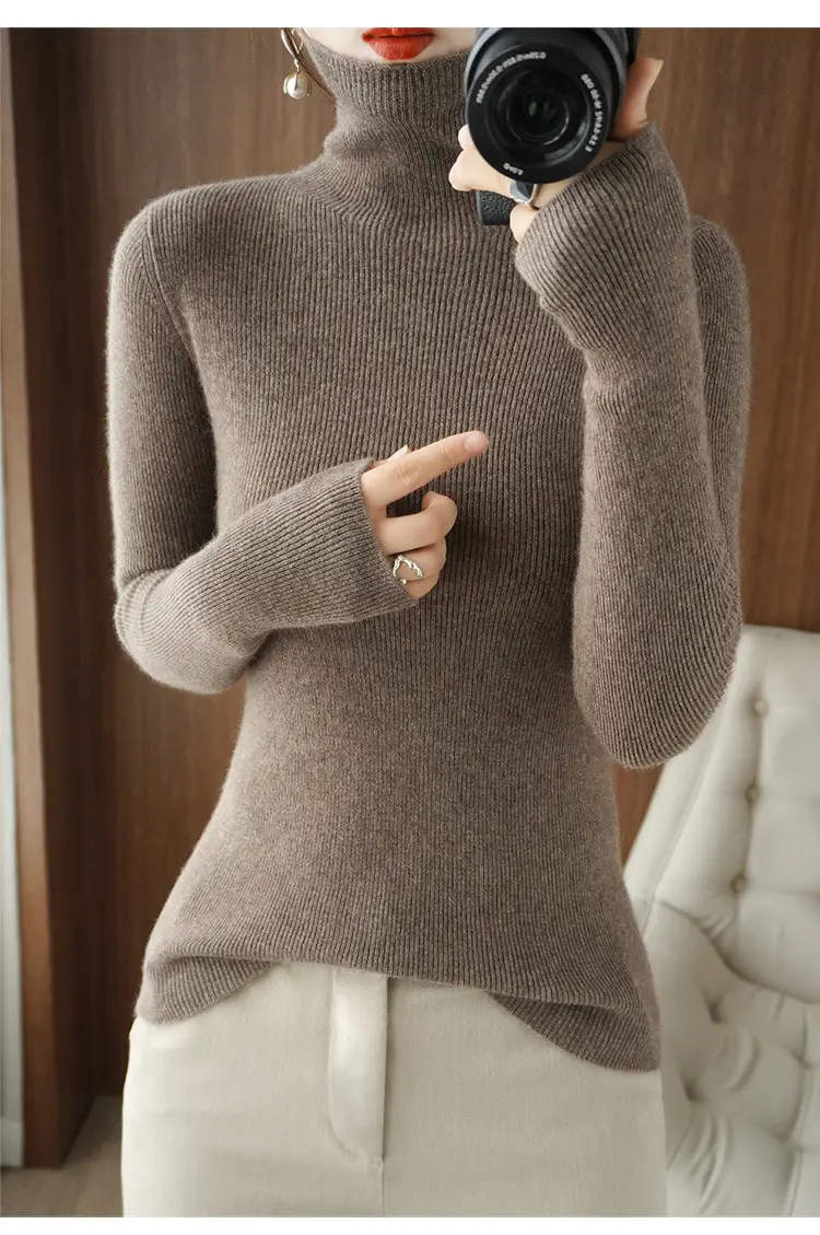 Green Knit Long Sleeve Women's Slim Top — feature 21