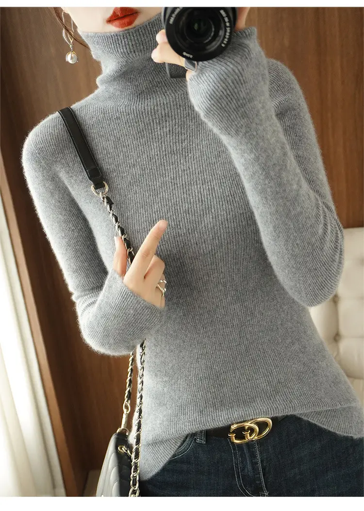 Green Knit Long Sleeve Women's Slim Top — feature 24