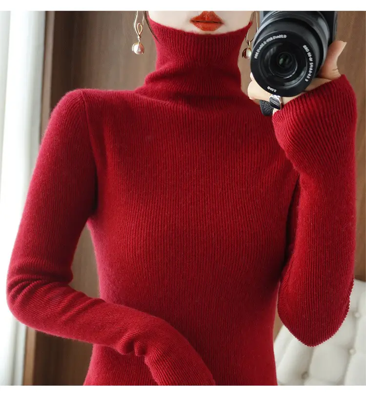Green Knit Long Sleeve Women's Slim Top — feature 25