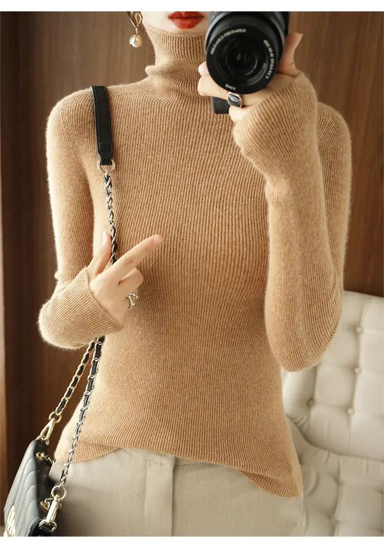 Green Knit Long Sleeve Women's Slim Top — feature 27