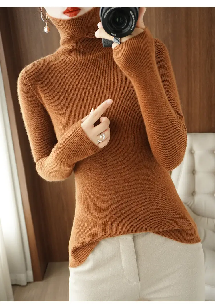 Green Knit Long Sleeve Women's Slim Top — feature 34