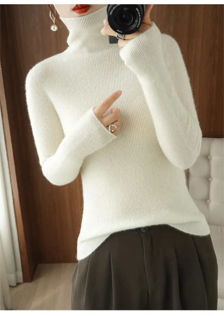 Green Knit Long Sleeve Women's Slim Top — feature 37