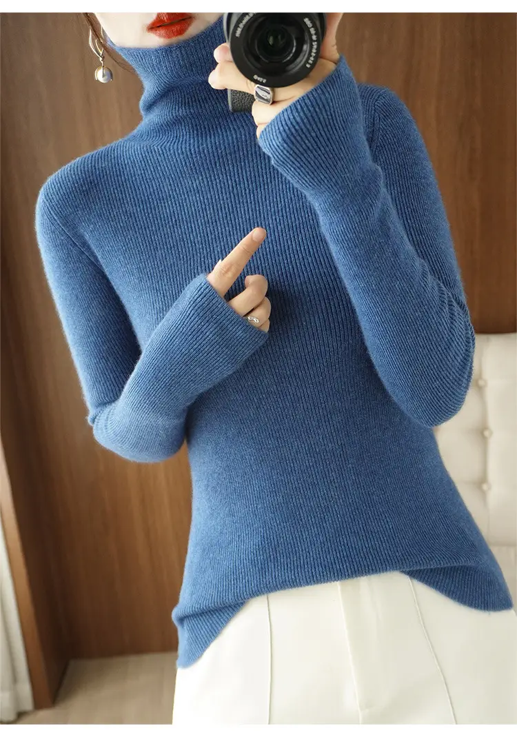 Green Knit Long Sleeve Women's Slim Top — feature 38