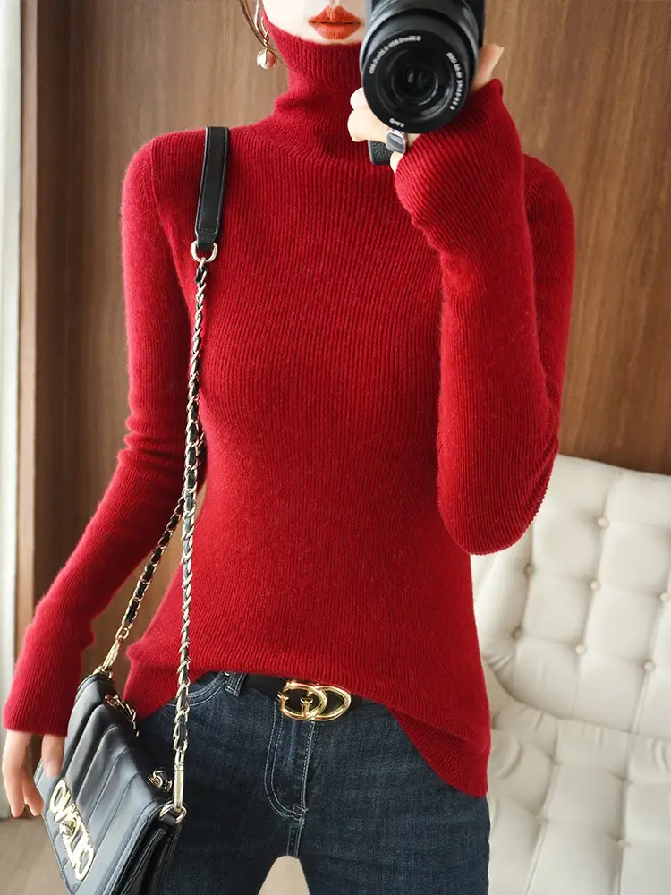 Green Knit Long Sleeve Women's Slim Top - Image 14