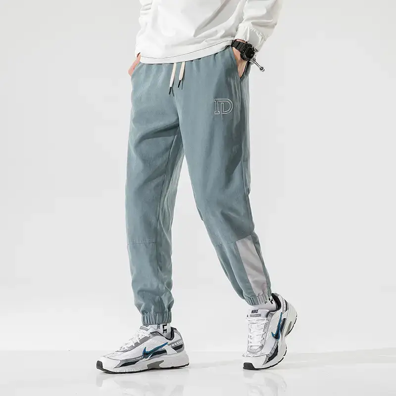 2025 Men's Black Embroidered Jogger Pants with Grey Stripes - Image 6