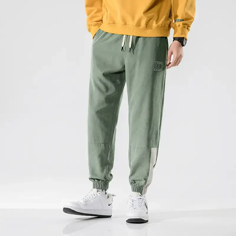 2025 Men's Black Embroidered Jogger Pants with Grey Stripes - Image 8