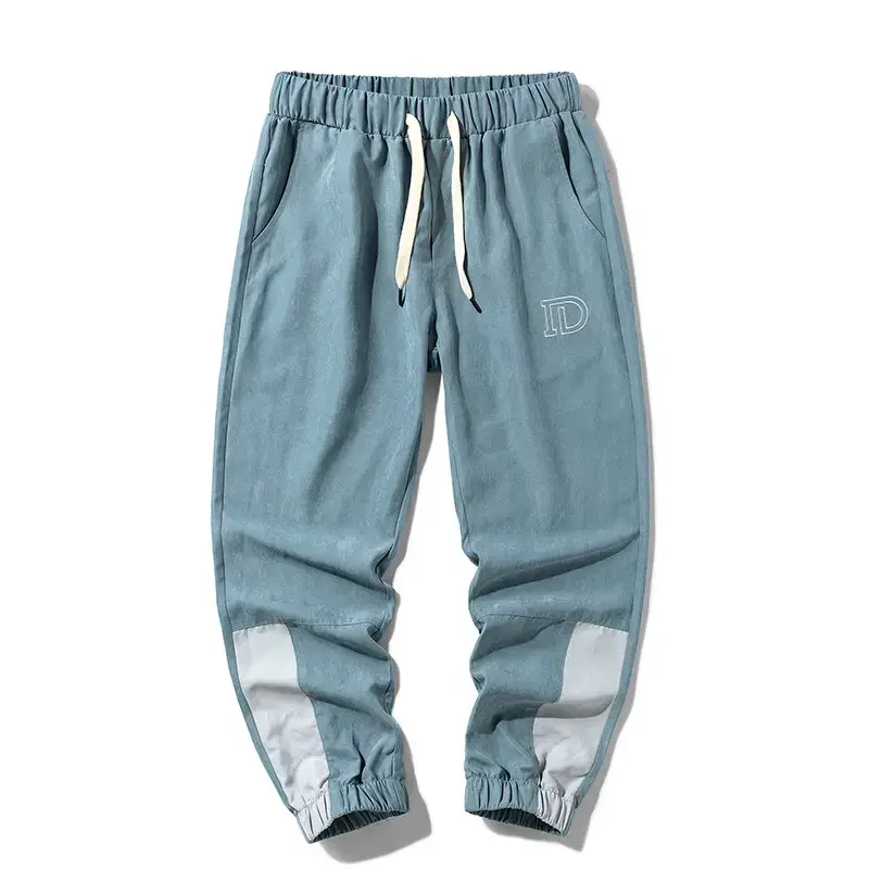 2025 Men's Black Embroidered Jogger Pants with Grey Stripes - Image 2