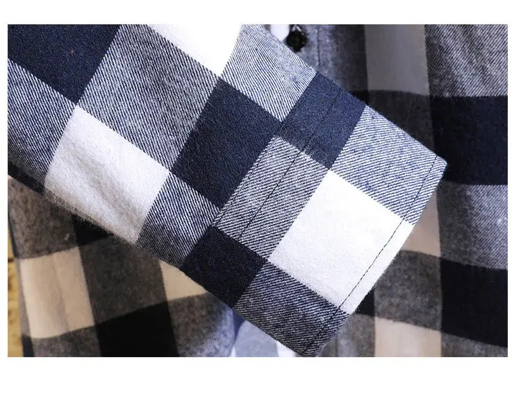 Men's Blue Plaid Long Sleeve Jacket with Collar — feature 18
