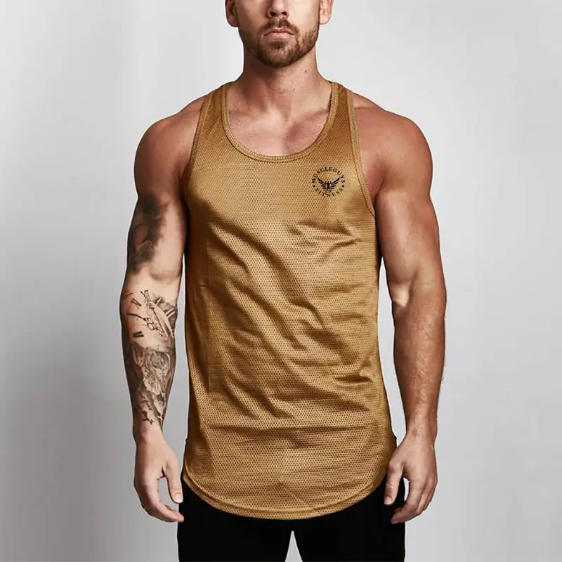 Blue Sleeveless Men's Running Vest with Angel Print - Image 3