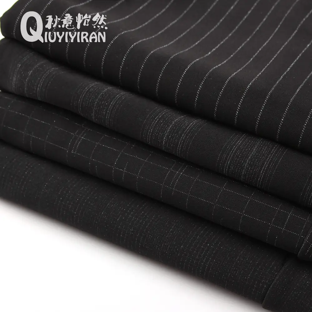 Women Striped Long Casual Pants Black Middle Age Elderly