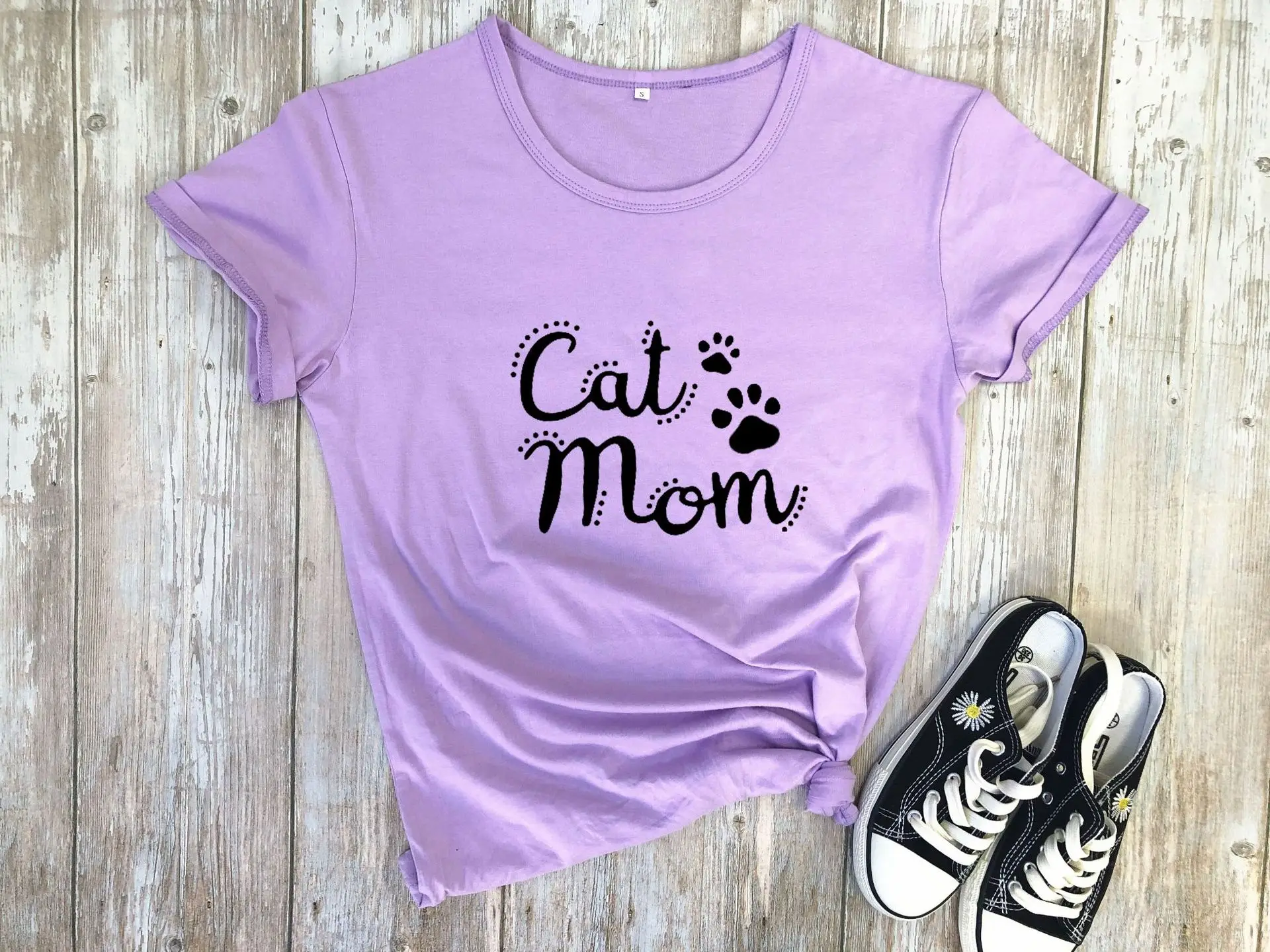 Cat Mom Printed Green T-Shirt Short Sleeve - Image 8