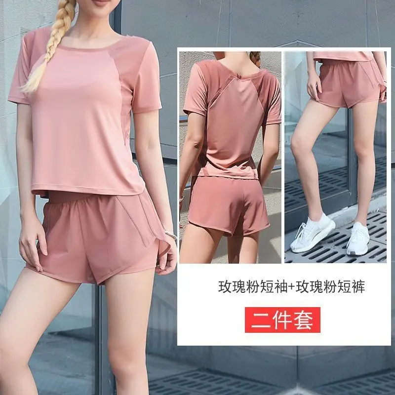 Mesh breathable sportswear suit women's short-sleeved shorts yoga clothes Southeast Asia cross-border running fitness clothes quick-drying clothes