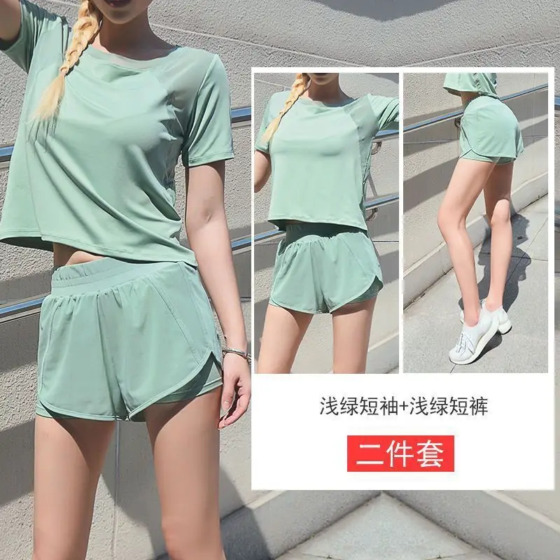 Mesh breathable sportswear suit women's short-sleeved shorts yoga clothes Southeast Asia cross-border running fitness clothes quick-drying clothes