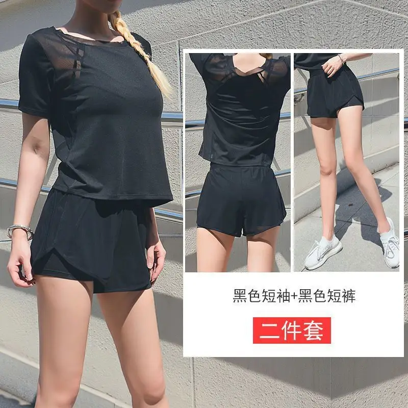Mesh breathable sportswear suit women's short-sleeved shorts yoga clothes Southeast Asia cross-border running fitness clothes quick-drying clothes